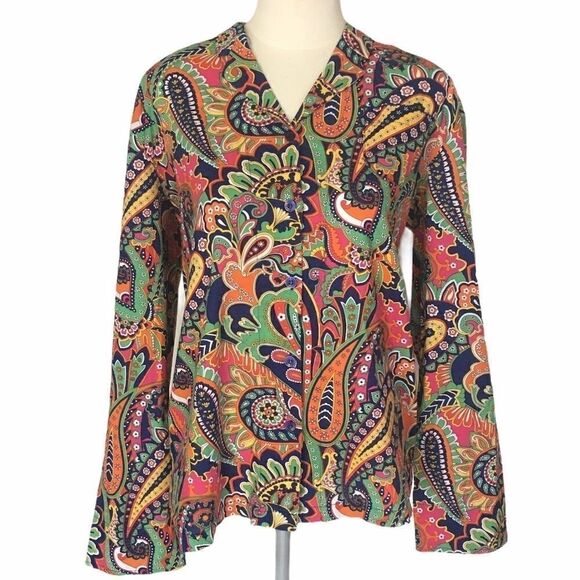 Vera Bradley Multi Color Paisley Top Size M - Picture 1 of 5